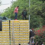 Manifestantes se roban pollos, enlonados y cobran piso