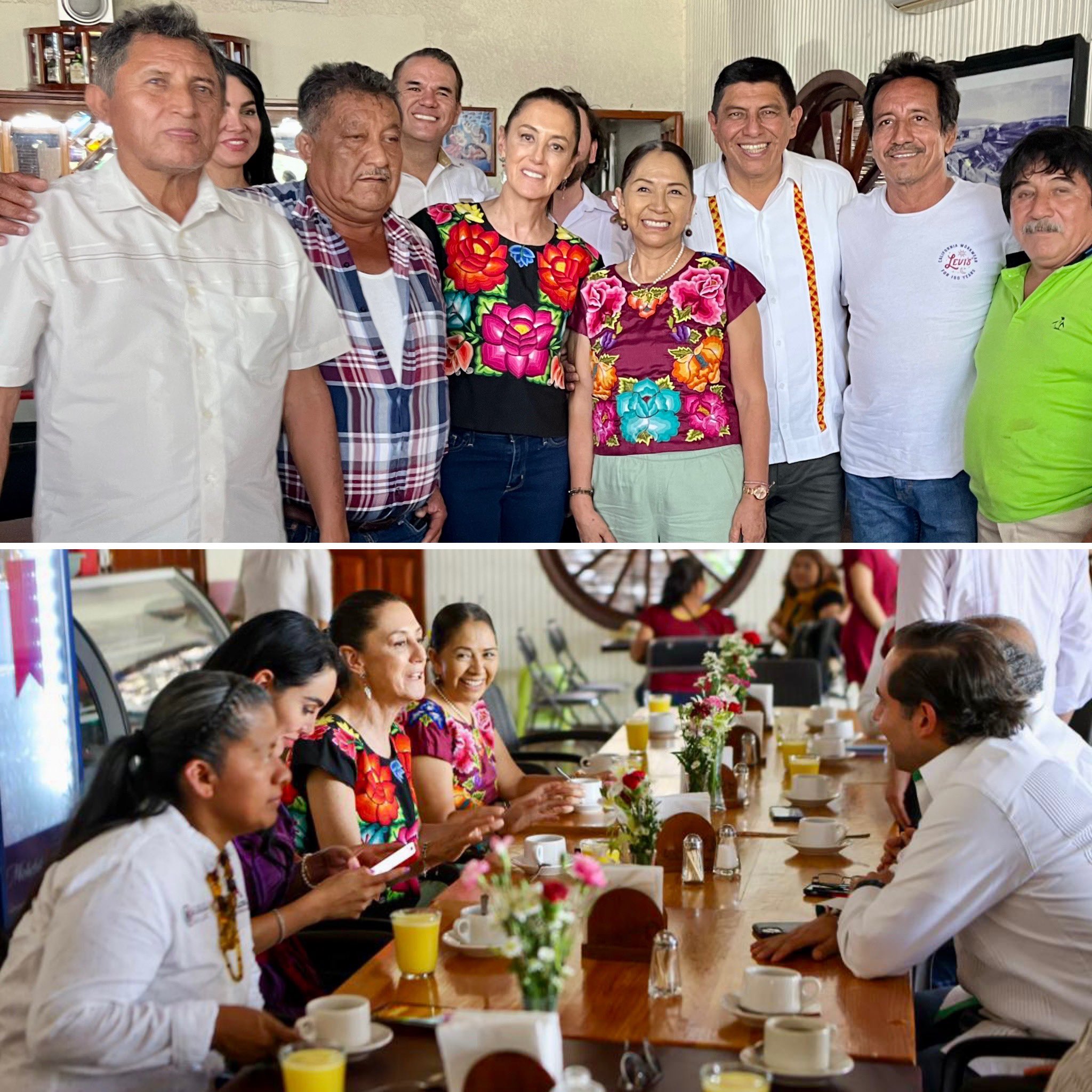 Claudia Sheinbaum desayunó con el gobernador de Oaxaca y su esposa